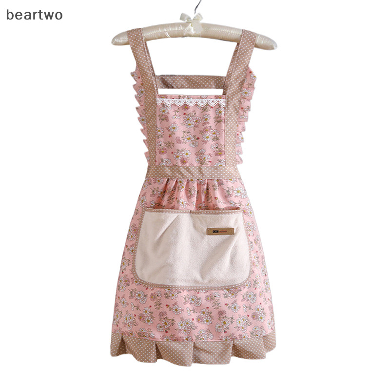 < Beartwo > Vải Canvas hoa AApron có thể chà và chống mài mòn cho nhà bếp Tạp dề gia đình và văn phòng Tạp dề đẹp Nhà bếp đẹp