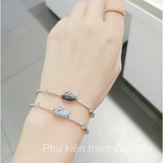 Tại Chỗ Goodscan Màu Xanh Biểu Tượng Vòng Đeo Tay Phụ Nữ Có Thể Điều Chỉnh Pha Lê Quà Tặng Đồ Trang Sức Bạc Không Phai Phai Ngọc Trai