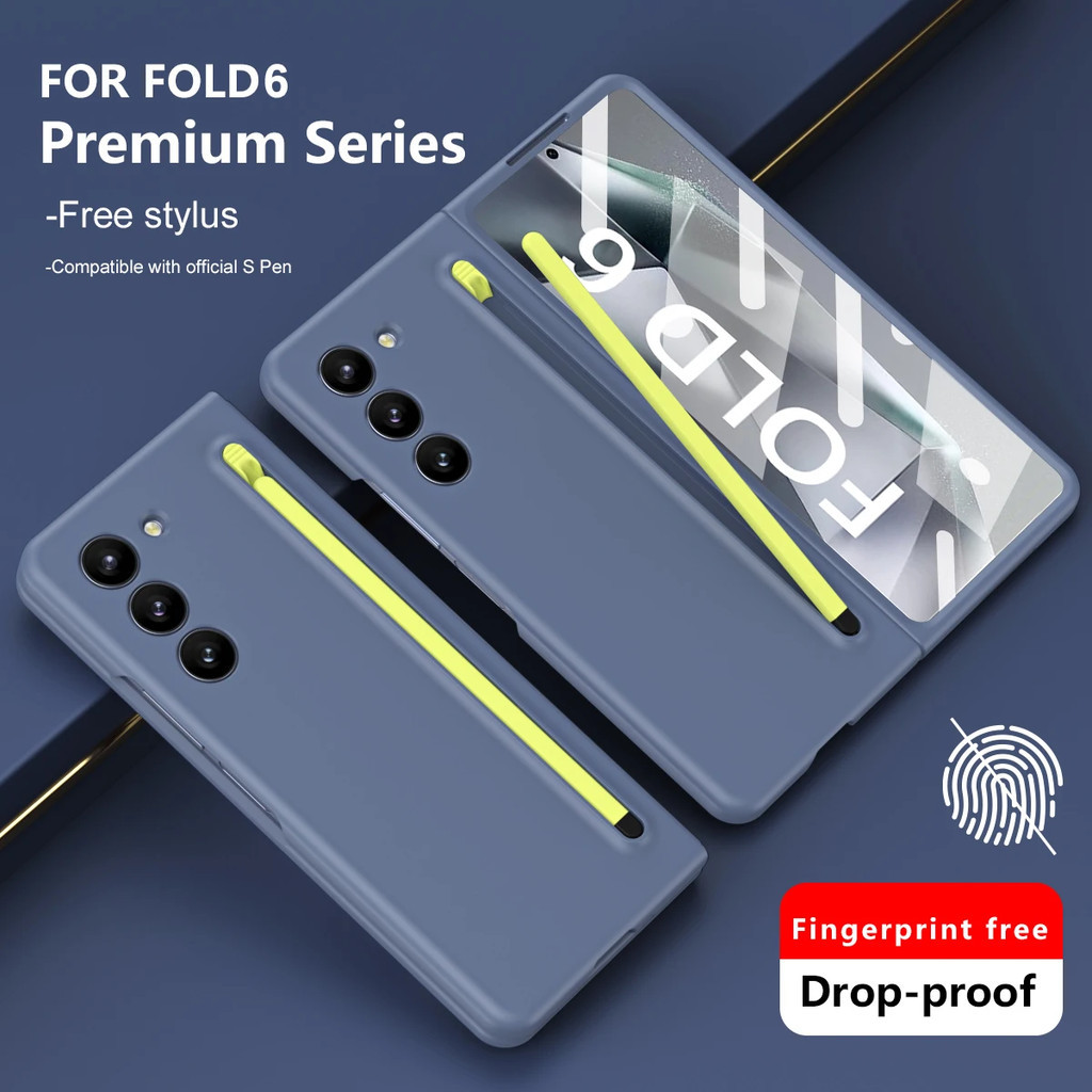 Ốp điện thoại PC cứng mờ thời trang cho Samsung Galaxy Z Fold 7 6 5 4 3 2 với khe cắm bút màn hình kính