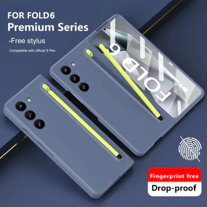 Ốp điện thoại PC cứng mờ thời trang cho Samsung Galaxy Z Fold 7 6 5 4 3 2 với khe cắm bút màn hình kính