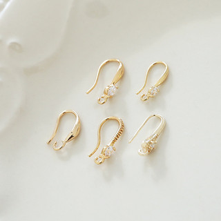 Túi đồng vàng 18K giữ màu 14k đơn giản móc tai nạm đá Zircon Dây treo trang sức thủ công diy Hoa tai Chất liệu phụ kiện