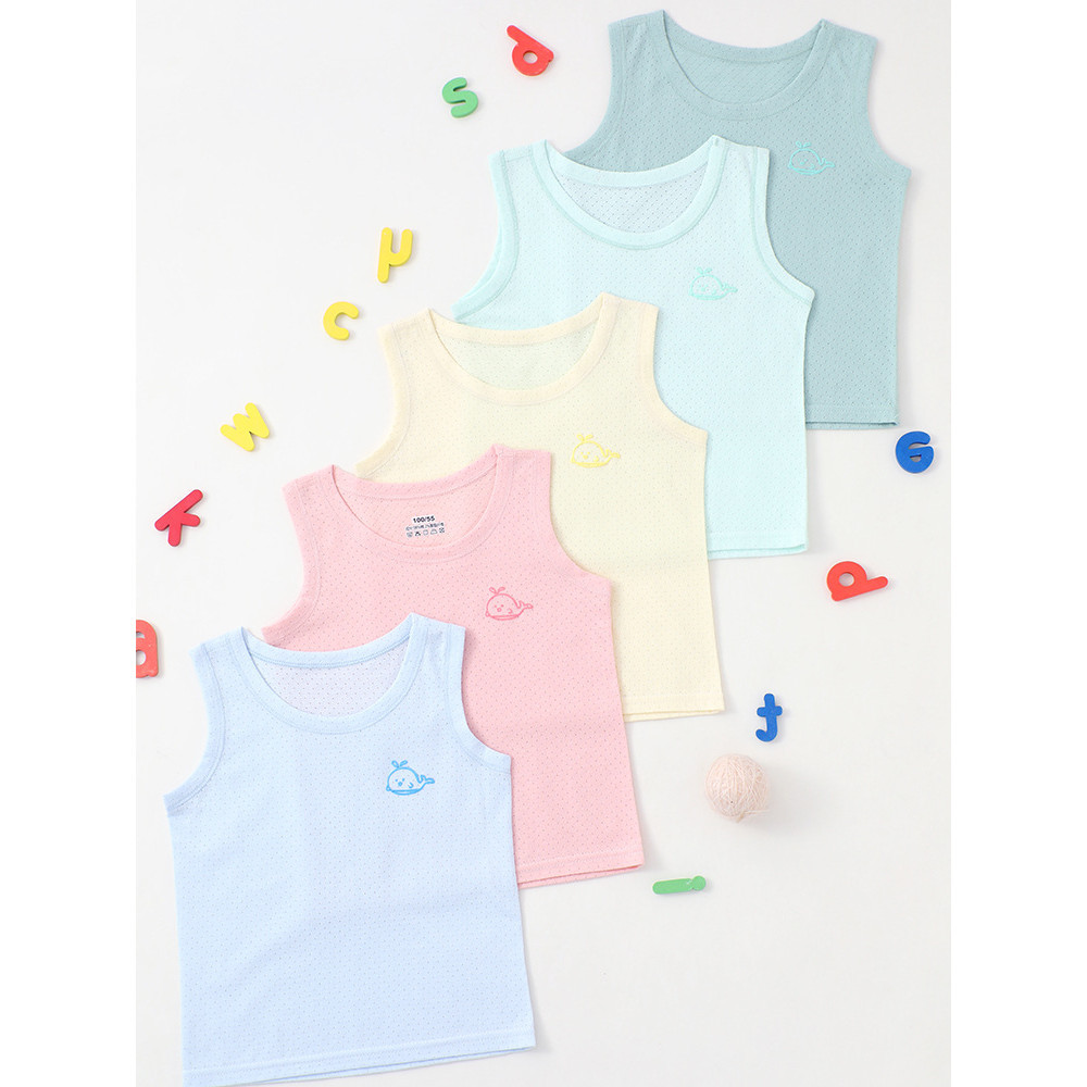 Phong Cách Mới Trẻ Em Nguyên Chất Cotton Lưới Áo Mỏng In Hình Hoạt Hình Sling Bé Gái Bé Trai Hợp Thời Trang Bán Buôn ABHC
