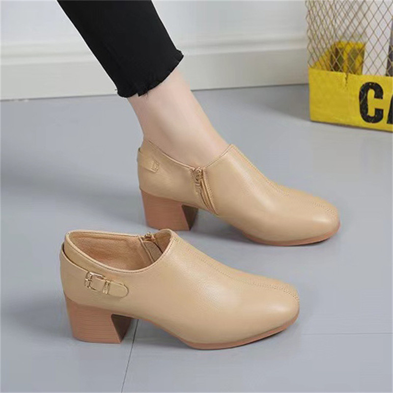 Giày Bốt Nữ Atikota Giày Da Cao Su Đế Mềm Thoải Mái Nữ Làm Việc Cho Nữ