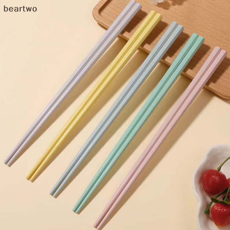 < Beartwo > Đũa hợp kim lục giác, Đũa chống trượt, Đũa màu hỗn hợp tối giản cho bàn ăn tối, Tiện ích nhà bếp đẹp