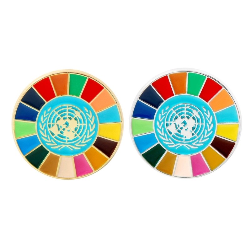 Bầu trời Handmade Mục tiêu phát triển bền vững Men Pin 17 màu Huy hiệu Liên Hợp Quốc Phụ kiện thời trang và từ thiện