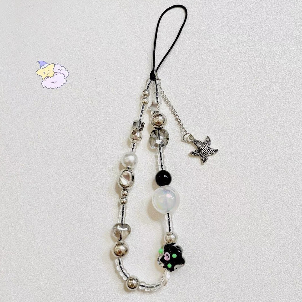 Hoa Màu Ngọc Trai Hồng Dây Điện Thoại Dây Treo Điện Thoại Cổ Tay Hạt Handmade Dây Ngắn Đa Năng
