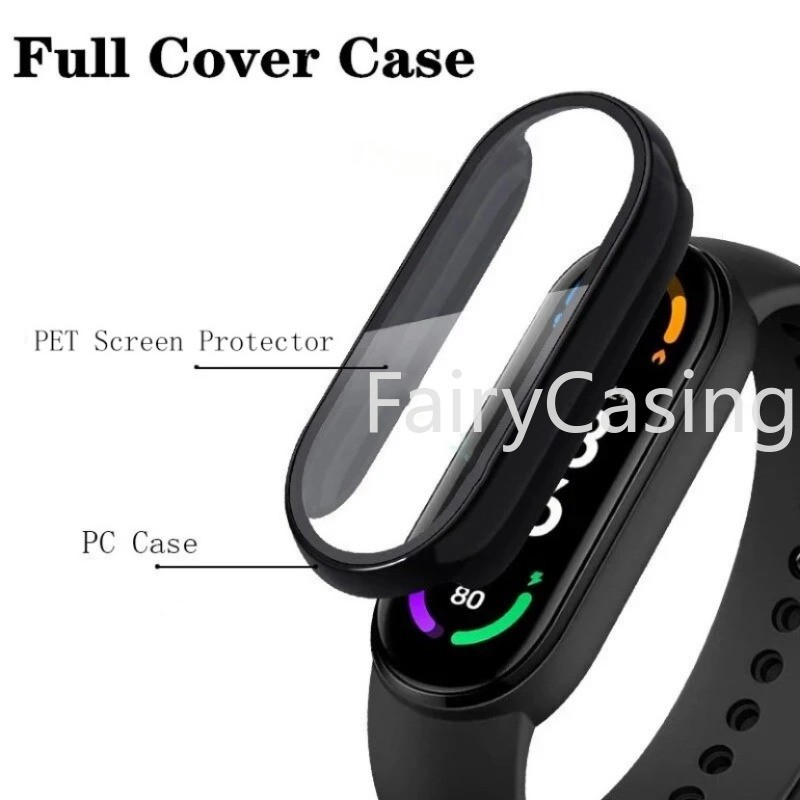 Ốp lưng + Kính cường lực cho Xiaomi Mi Band 10 9 8 Phụ kiện Vỏ bảo vệ toàn diện Vỏ bảo vệ màn hình