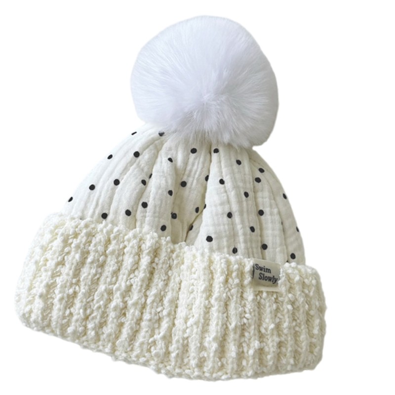 Fl Mũ Ấm Áp Cho Bé Mùa Đông Sang Trọng Dệt Kim Bonnet Earflap Pom Mũ Cho Bé 0-3 Tuổi