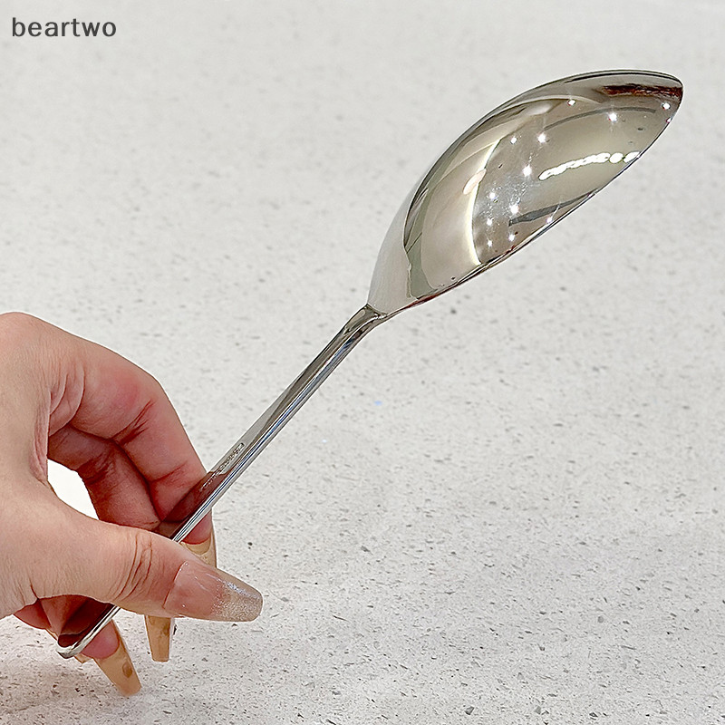 < Beartwo > Chốt Inox Để Phục Vụ Súp Cơm Thìa Phục Vụ Lỗ Thoát Nước Tay Cầm Cách Nhiệt Dụng Cụ Nhà Bếp Để Sử Dụng Hàng Ngày Đẹp