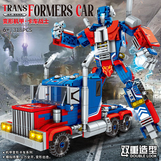 Xe Tải Chiến Binh Biến Đổi Mecha Xe Robot Hạt Nhỏ Lắp Ráp Khối Xây Dựng Đồ Chơi