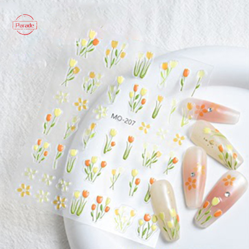 Diễu Hành 5D Hoa Dán Móng Tay Thiết Kế Mùa Xuân Lá Hoa Tự Dính Đề Can Móng Tay Nhỏ Tươi Hoa Thanh Trượt Làm Móng Tay Trang Trí VN