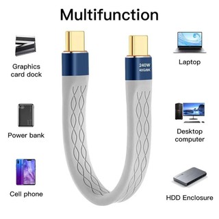 Cáp USB4.0 linh hoạt HAVENLYCO, Dây sạc nhanh PD 240W USB C sang Type C, Chip đánh dấu điện tử chuyên nghiệp Cáp dữ liệu ngắn 8K 60HZ