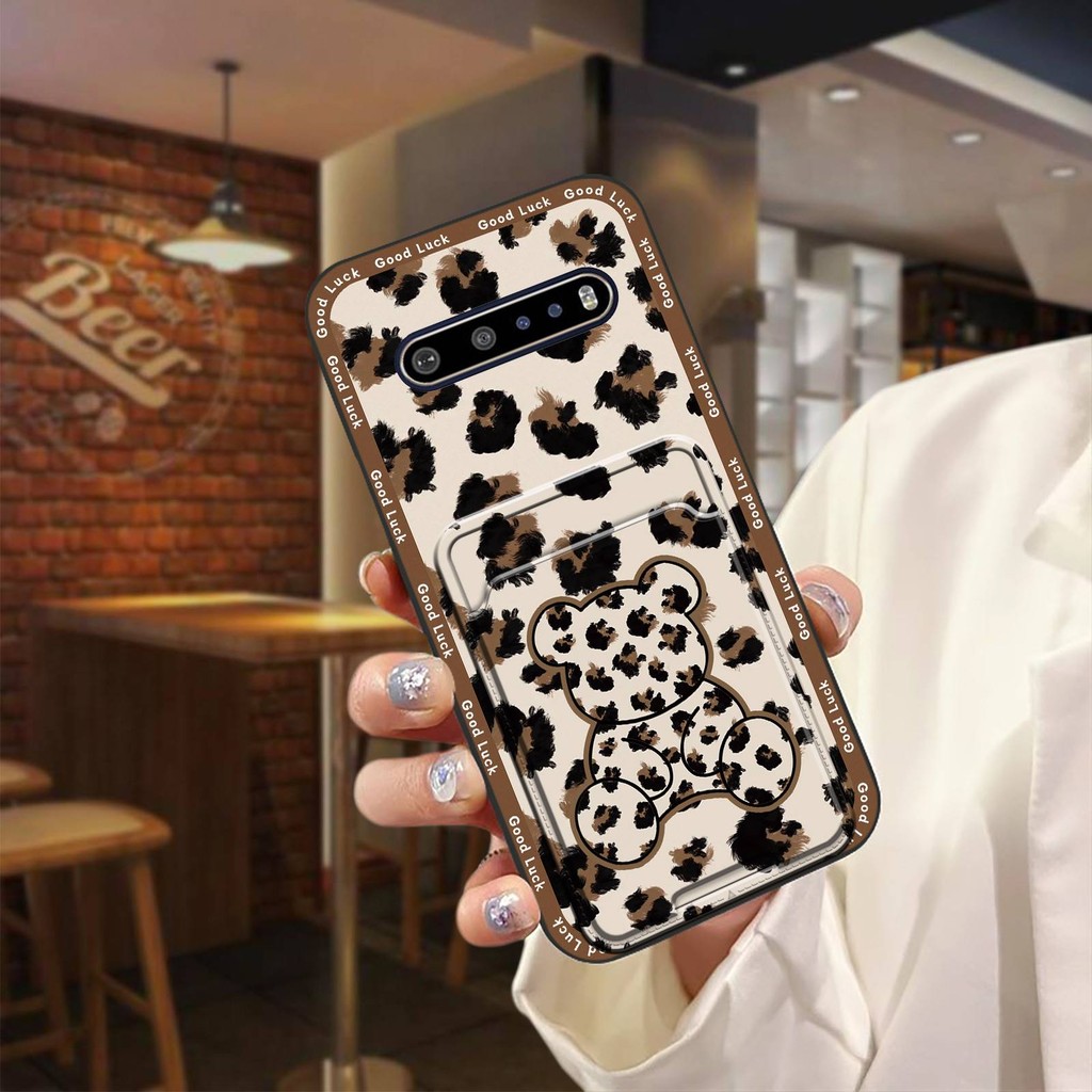 Full wrap Durable Phone Case For LG V60 ThinQ 5G Dirt-resistant Card bag Cover TPU protective Anti-knock Graffiti Card slot