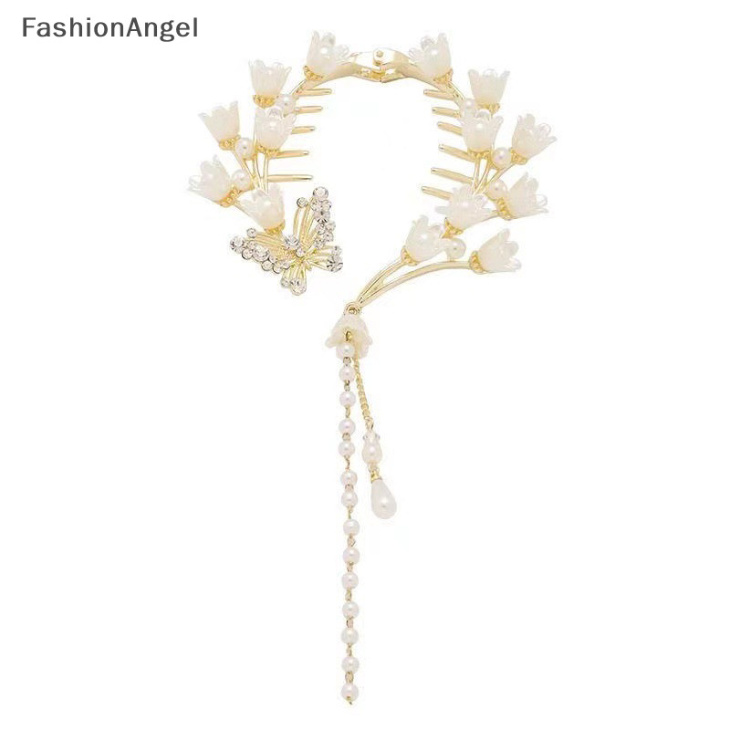 FashionAngel Orchid Tóc Móng Vuốt Kẹp Thiên Nga sel Thuốc Đuôi Ngựa Khóa Ngọc Trai Kẹp Tóc Cô Gái Barrette Kẹp Tóc Phụ Kiện Tóc TH