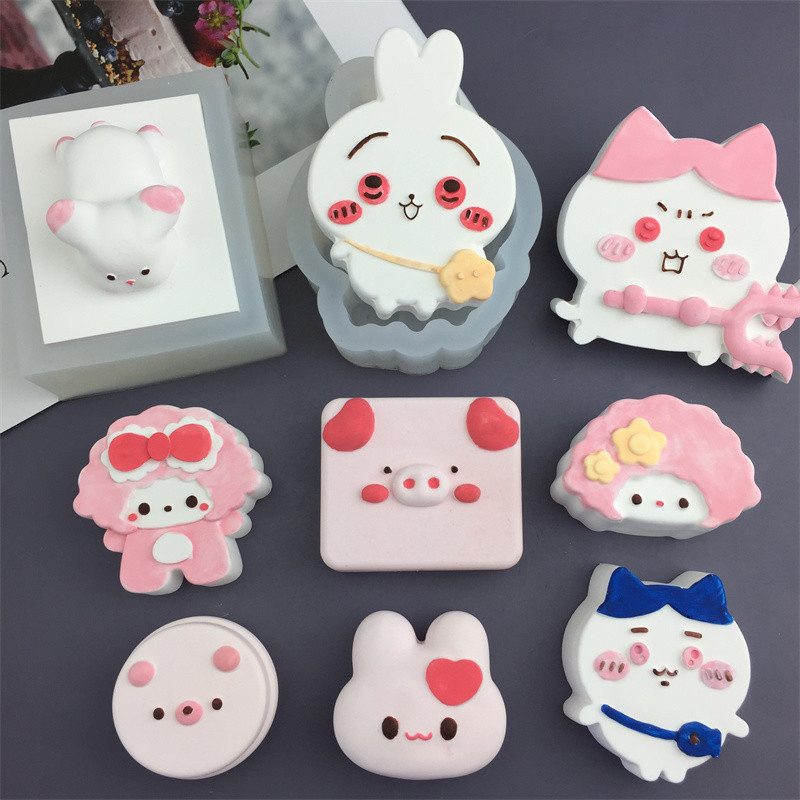 Thỏ Mèo Lợn Bánh Hình Bánh Mì Nướng Mô Hình Khuôn Silicon Mochi Đồ Chơi Khuôn Fondant Hương Liệu Thạch Cao Khuôn Bánh Sô Cô La Khuôn Làm Bánh DIY Khuôn Nướng Khuôn