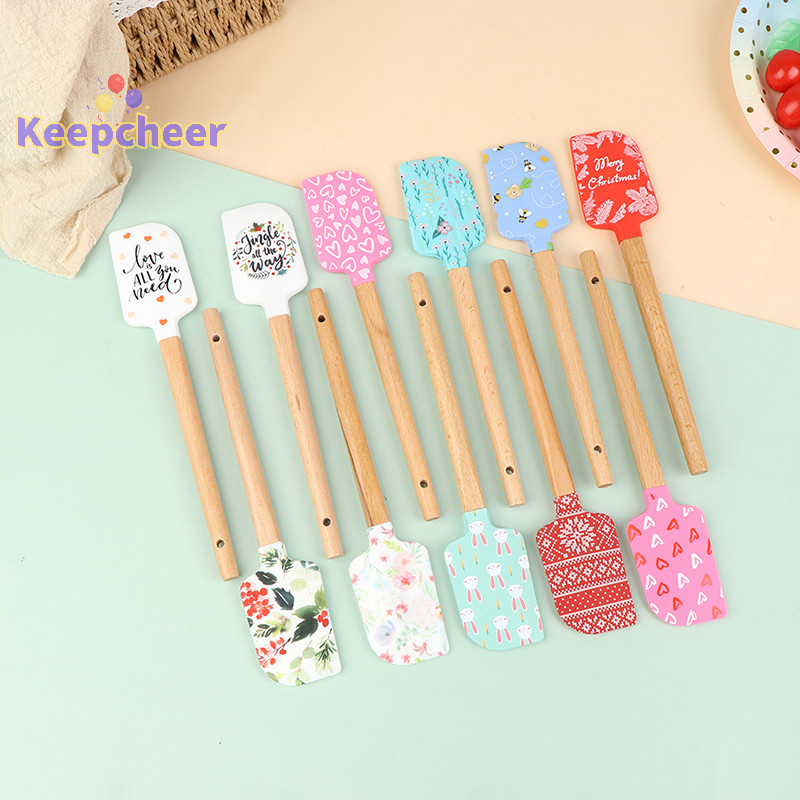 [Keepcheer] tay cầm thìa silicone Dụng cụ cạo làm mịn kem làm bánh mịn hơn [Mới]