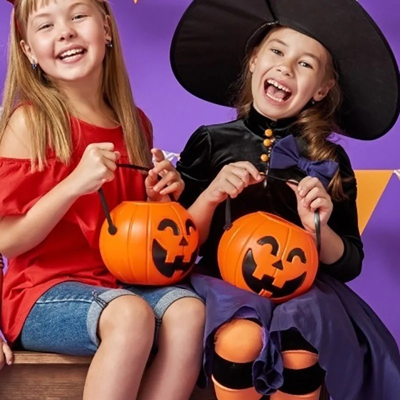 Halloween Sân Trang Trí Đạo Cụ Bí Ngô Xô Kẹo Xô Giá Đỡ Xô Giỏ Mini