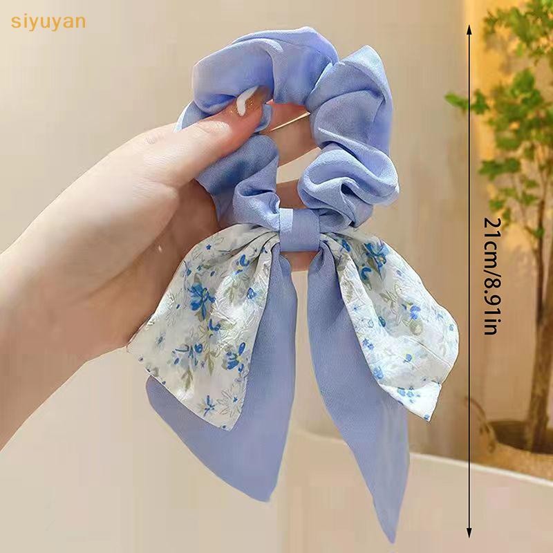 Siyuyan Họa Tiết Hoa Nơ Co Giãn Tóc Nữ Dây Buộc Tóc Nữ Thanh Lịch Ruy Băng Cao Su Mũ Bé Gái Nữ Phụ Kiện Tóc VN