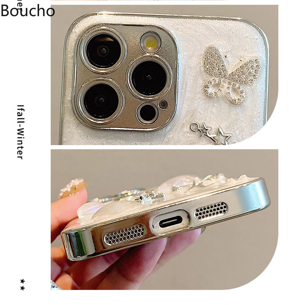 Ốp điện thoại hình con bướm kim cương nhỏ giọt 3D cho iPhone 16 Pro Max 15 14 Plus 13 12 11 Pro Max 14 Plus 15promax 12promax 16Plus Ốp lưng TPU kim cương giả