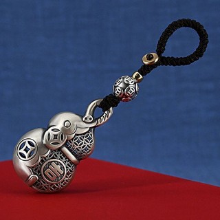 Vòng Chìa Khóa 999 Bạc Sterling Voi Tốt Lành Móc Chìa Khóa Nam Nữ Bạc Nguyên Chất Chống Mất Túi Thắt Lưng Móc Khóa