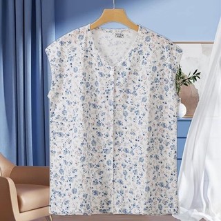 Trung Niên Người Cao Tuổi Vest Cotton Nguyên Chất Nữ Áo Lót Cardigan Nút Trước Bà Già Bà Ngoại Plus Mỡ Không Tay Homewear Bộ Đồ Ngủ MH01M