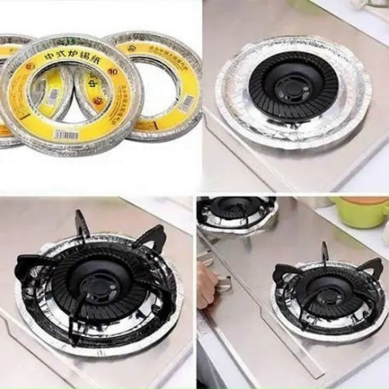 Set 10 miếng giấy bạc lót bếp ga chống vết dầu mỡ, vết bẩn bám trên bề mặt FE123