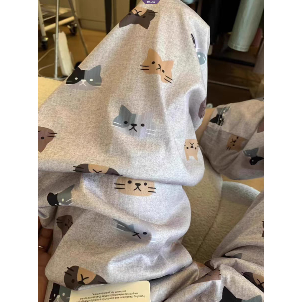 Ins Hoạt Hình Giải Trí Đi Bộ Pyjama Quần Nữ Mùa Hè Mới Dễ Thương Mèo Con Rời Phần Mỏng Quần Nhà [BL]