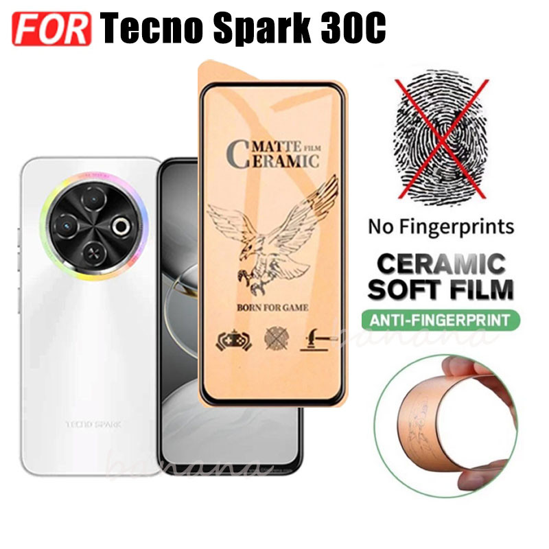 Kính cường lực gốm 3 TRONG 1 Tecno Spark 30C cho Spark Go1 Go 2024 Spark 20 Pro Ống kính máy ảnh Kính bảo vệ màn hình và phim mặt sau