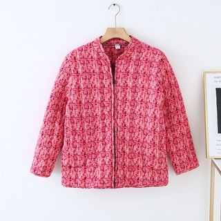 Phụ Nữ Trung Niên Áo Khoác Người Cao Tuổi 2024 Thu Đông Dày Áo Khoác Hoa Kích Thước Lớn Ấm Lụa cotton