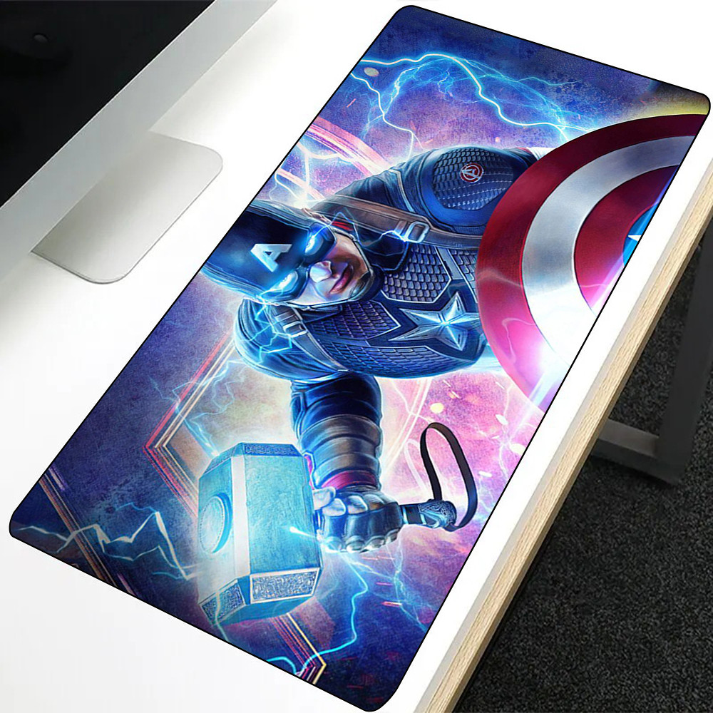 Siêu Anh Hùng Captain America Mousepad HD In Máy Tính Game Thủ Khóa Cạnh Chống Trơn Trượt Miếng Lót Chuột XXL90x40cm Bàn Phím PC Để Bàn Pad