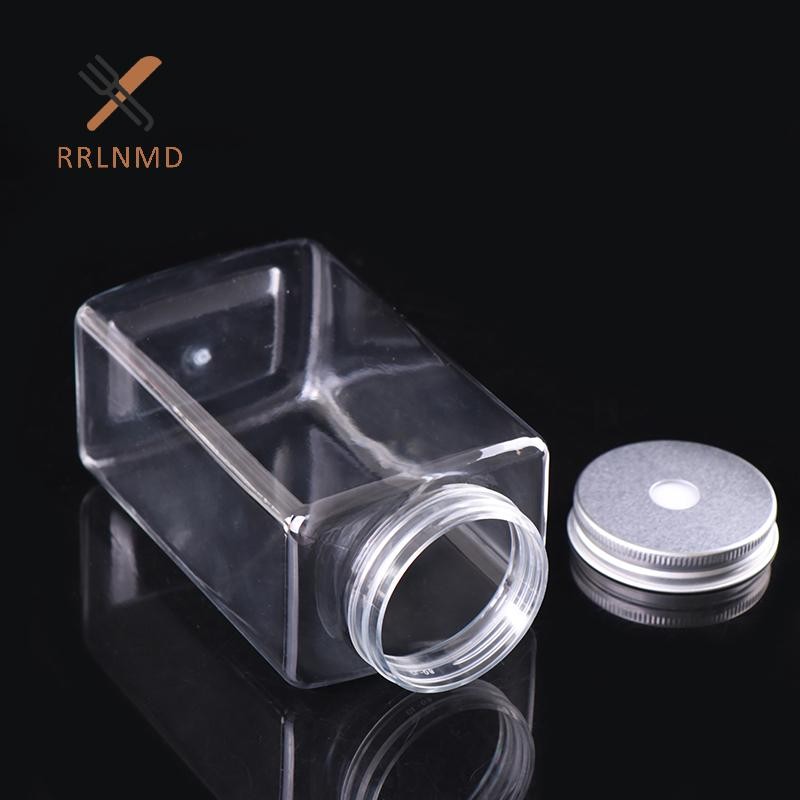 Rrlnmd > Chai nhựa PET 500ML Hộp đựng dùng một lần có nắp bạc cho nước ép MỚI