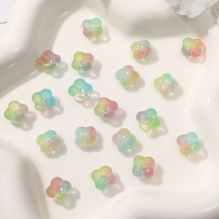 Nhỏ Tươi Bán Trong Suốt Màu Gradient Bốn Lá Cỏ Ba Lá Osmanthus Thủy Tinh Hoa Nhỏ Rời Hạt Đính Hạt Tự Làm Vòng Tay Nữ