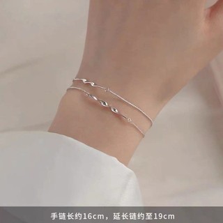 S925 Bạc Mobius Vòng Tay Hai Lớp Đơn Giản Trang Sức Thời Trang Nữ Quà Tặng Học Sinh