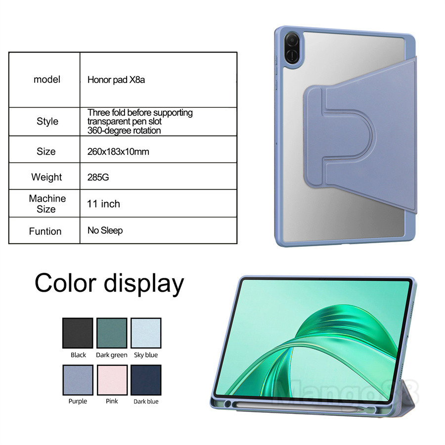Ốp Lưng Cho Honor Pad X8b 11 Inch 2026 NDL2-W09 LTE 11 2025 11 "2024 X8A Máy Tính Bảng Acrylic Gấp Đứng Ngủ Bao Chống Sốc An Toàn Xoay 360 Đứng Vỏ Bảo Vệ