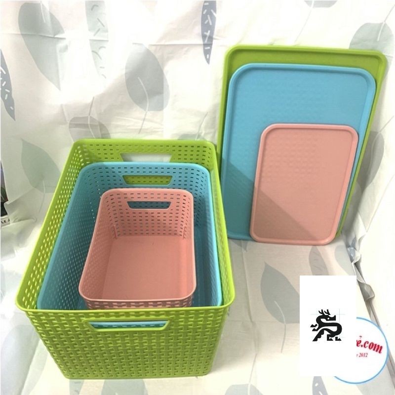 Giỏ đựng đồ giả mây [Hoả tốc - Chọn màu- 6 màu] phong cách Hàn Quốc/ Việt Nhật, thùng nhựa đan đủ size nhiều màu