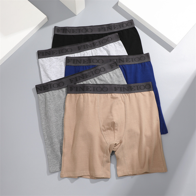 Ảnh Finetoo Quần Đùi Cotton Nguyên Chất Cho Nam Quần Lót Thoáng Khí Trung Bình Boxer Quần Lót Hấp Thụ Và Kháng Khuẩn S-XXL 4