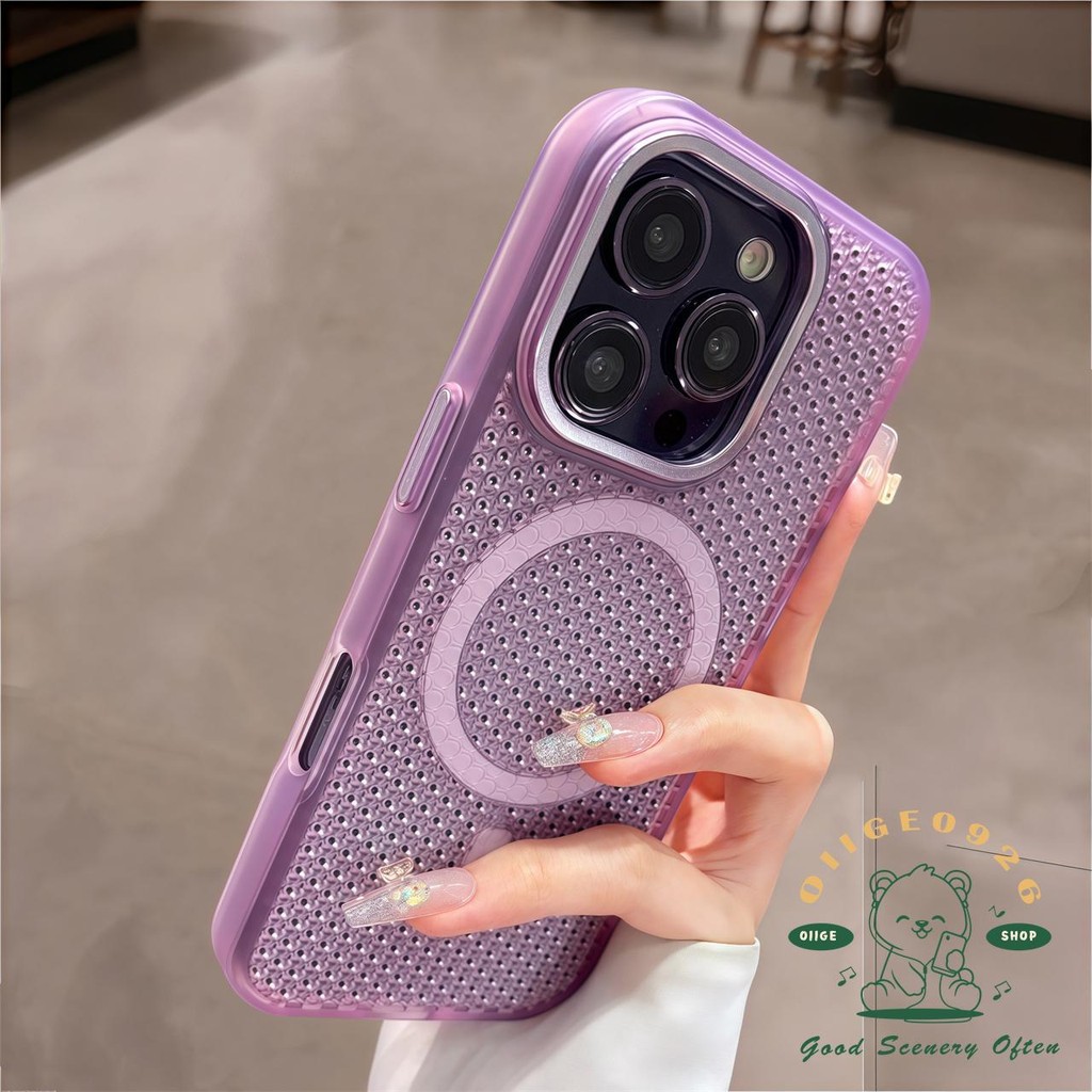 Ốp điện thoại tản nhiệt màu trong suốt từ tính iphone16 Pro Max 15 14 13 12 cho vỏ iPhone PC Vỏ cứng chống sốc