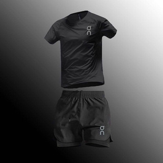 Sports Training Summer Quick-Drying Breathable Suit Running Sports Short-Sleeved Shorts with Lining Men's and Women's Marathon Running N1SI