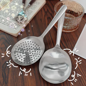 Muỗng & Dụng cụ lọc gạo bằng thép không gỉ 2 trong 1 - Dụng cụ nấu ăn có tay cầm tiện dụng, Thép 201 thương mại dùng cho nhà hàng / gia đình, Máy rửa chén an toàn (Gói 1 / 3 / 5)