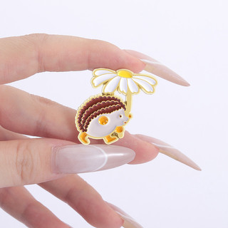 Hoa cúc nhỏ men thổ cẩm - Nhím kim loại độc đáo với pin ba lô, phụ kiện thời trang cho quà tặng