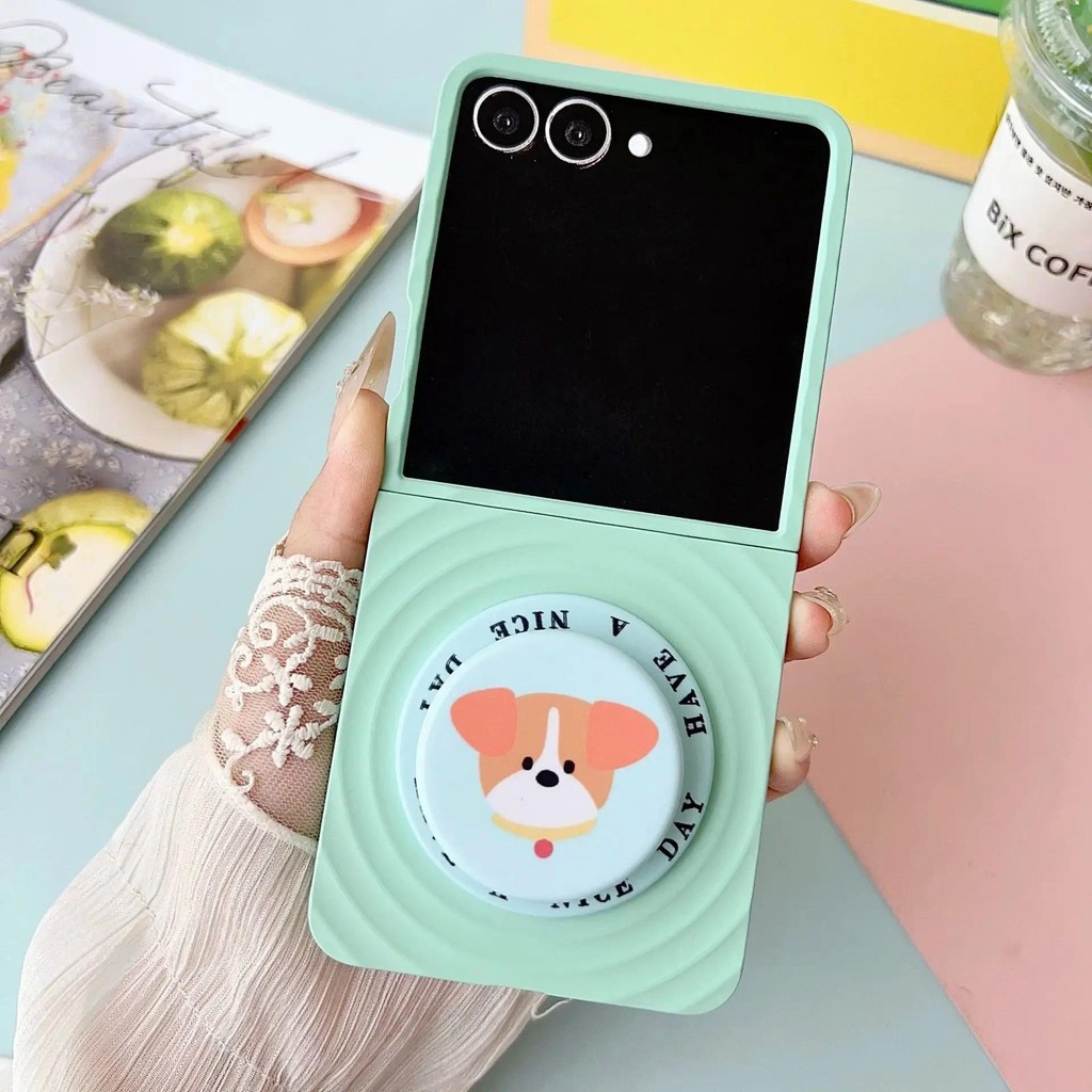Ốp điện thoại đứng hoạt hình 2 trong 1 có thể tháo rời cho Samsung Galaxy Z Flip 7 6 Flip7 Flip6 Flip5 Vỏ bảo vệ