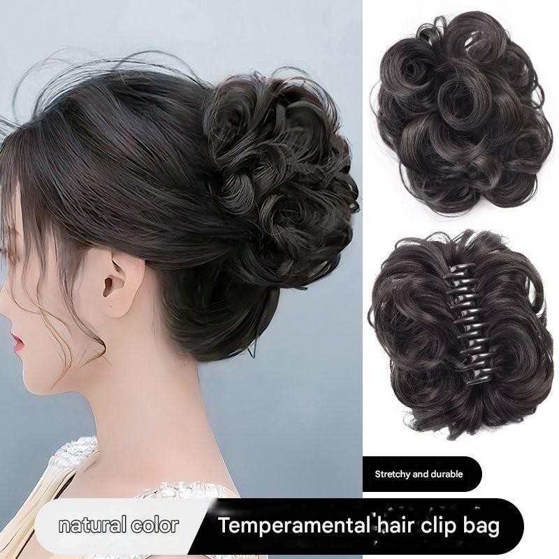 [COD] Tóc Giả Búi Kẹp Hoa Bud – Búi Rối Tự Nhiên, Lông Tơ Mềm, Dành Cho Nữ Bận Rộn