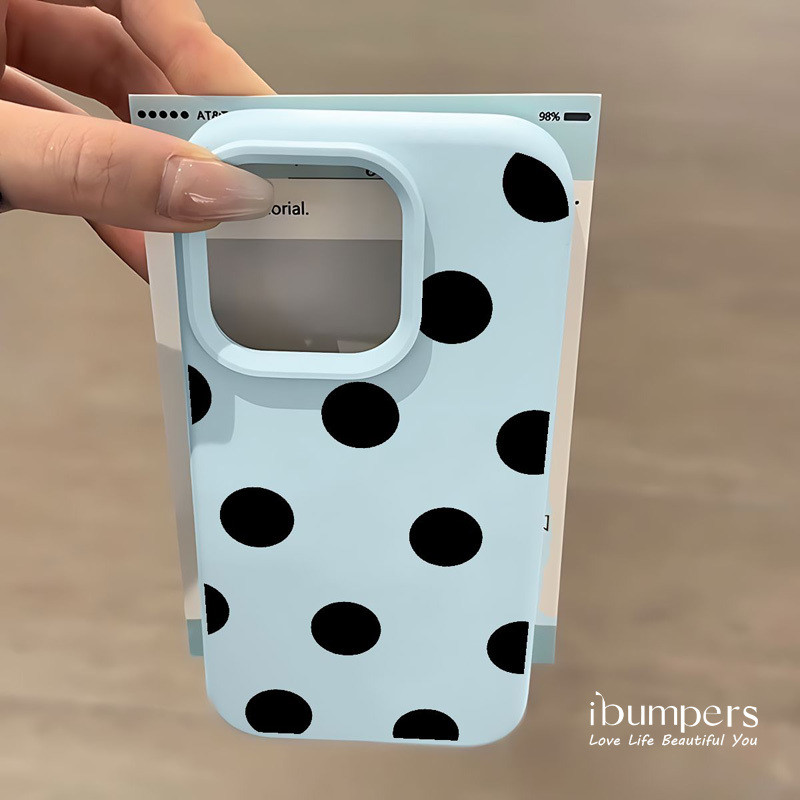 ibumpers Ốp Điện Thoại iPhone Chấm Bi Đen Cổ Điển Họa Tiết Cho IPhone 16 15 14 12 13 11 Pro Max IP 7 8 Plus X XS XR Ốp Lưng Silicon Lỏng Mềm
