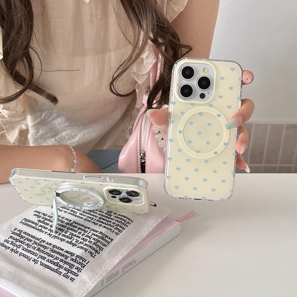 Ốp Lưng Cứng Tương Thích Với iPhone 13 13Pro 13ProMax 14 14Pro 14ProMax 15 15Pro 15ProMax 16 16Pro 16ProMax 17 17Pro 17ProMax Ốp Nam Châm Họa Tiết Tình Yêu Xanh