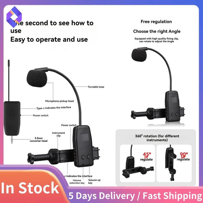 Hệ thống micro không dây 2.4G cho máy phát và thu kẹp đàn Violin, Cello, đàn Guitar Phạm vi 50 mét