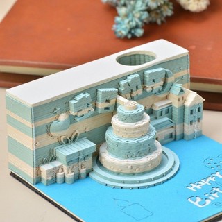 Chúc Mừng Sinh Nhật 3D Giấy Khắc Cây Ba Chiều Note Pad Tác Phẩm Nghệ Thuật Xé Tay Sáng Tạo Giấy Dán Ghi Chú Để Bàn Lịch