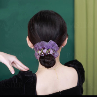Dây buộc tóc pha lê sáng bóng với vòng lớn, phù hợp cho tóc dày
