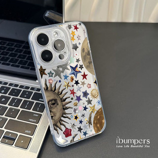ibumpers Ốp Điện Thoại iPhone Họa Tiết Đầy Sao Vũ Trụ Ốp Lưng Trong Suốt Chống Sốc Cho IPhone 16 15 14 12 13 11 Pro Max IP 7 8 Plus X XS XR