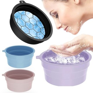 Bát tắm đá mặt WOAY, Chậu đá di động bằng silicon có thể gập lại, Chậu rửa chăm sóc da tích hợp đa chức năng cho nữ bé gái