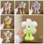 Dây buộc tóc mông động vật DARON, Phim hoạt hình dễ thương bằng vải Cotton lấp đầy, Vải thời trang thêu phong cách Quirky Kẻ sọc hoa Vòng tóc